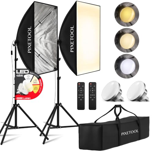 PIXETOOL 2 Softbox 70x50 cm Set - Fotostudio Softboxen - 2 LED Lampen