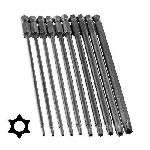 Generic YanHongUS150706-85 8yh0198yh Quick Change Tamper Proof Bits CrV T 10pc Long-Reach 10pc Long Driver Bits CrV T6 to ar Tamper 6