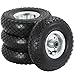 Yaheetech 4-Pack 10in Pneumatic Tires Air Filled Wheels 3inches Hub, 3/4 in Axle Bore, Garden Wagon Cart Hand Truck Rubber Tyres Black