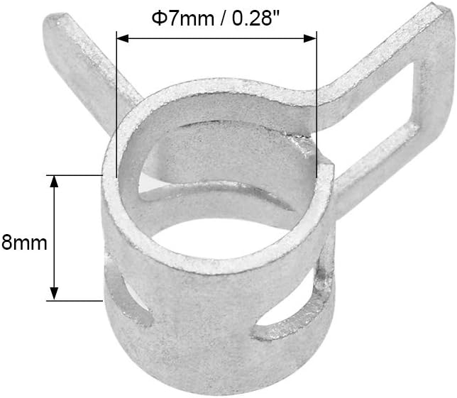 uxcell Spring Band Type Clamp 7mm Inner Dia Fit 7.5-8.2mm OD Hose Fuel Line Silicone Tube Clips Clamp Silver Manganese Steel 20Pcs - Image 4