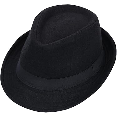 Chapeau Fedora Feutre Rayé Satiné Pour Homme, Noir Et Marron, Neuf Avec étiquette, Tailles 56 à 60