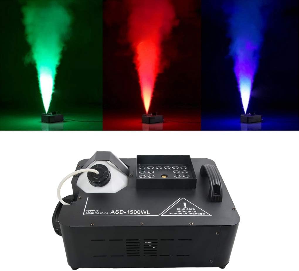 220V 1500W RGB LED DMX Control Color Fog Smoke Machine Remote Fogging Machines for Stage Light Home Party Wedding Effect
