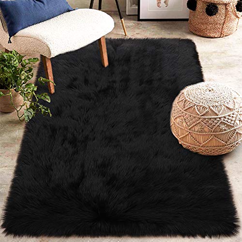 Noahas Luxury Fluffy Rugs Bedroom Furry Carpet Bedside Faux Fur Sheepskin Area Rugs Children
