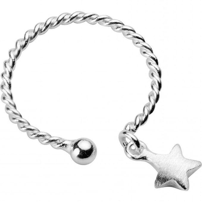 Elegant Dress S925 Silberring Twist Star Ringöffnung Verstellbarer Gelenkring