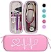 BOVKE Travel Carrying Case Compatible With 3M Littmann Classic III, Lightweight II S.E, MDF Acoustica Deluxe Stethoscope, Extra Room for Medical Scissors EMT Trauma Shears and LED Penlight, Pearl Pink