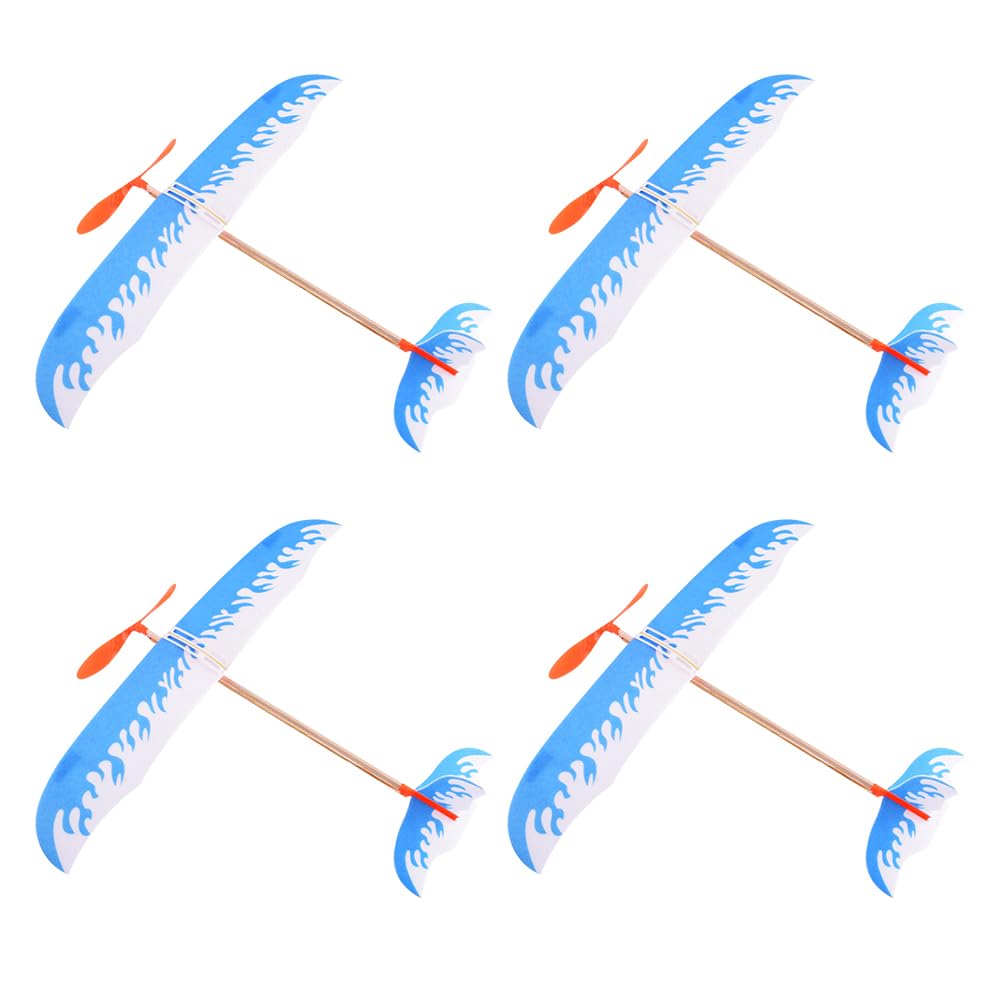 ibasenice 4pcs Diy Rubber Band Powered Aircraft Glider Plastic Airplane Outdoor Sports Flying Diy Handmade Toys for Boy Girl