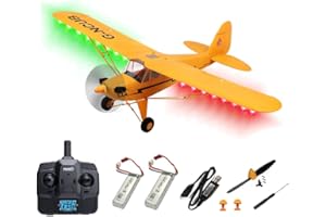 Park10 Toys J3-CUB RC Plane 5CH Remote Control Airplane for Adults 1406 Brushless Motor Outdoor 3D6G Fixed Wing Stunt RC Aircraft with Replaceable Parts (Yellow 2B+LED)