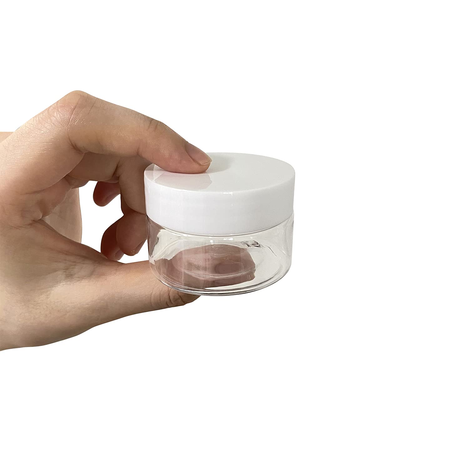 AQSXO 1 oz Plastic Pot Jars Round Clear Leak Proof Plastic Cosmetic Container Jars with White Lids for Cosmetic, Lotion, Cream, Eye shadow, 12 Pcs. : Beauty