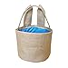 Easter Eggs Basket Bunny Baskets for Kids with Cross-Stitch Line Burlap Gift Bag Round Tote Jute Bags for Embroidery DIY Daily Use (2 Pack, Blue) FH04BL