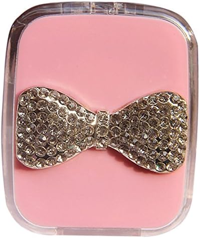 Mini Portable Bow Tie Decorationc Eye Care Contact Lens Case Container with Mirror Travel Kit for Soft Lenses Girl Women(C2)