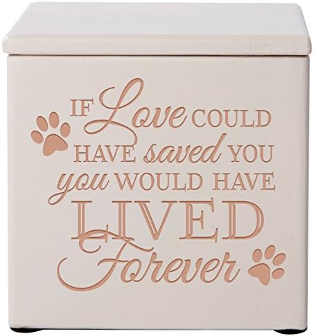 Cremation Urns for Pets Small Memorial Keepsake Box for Dogs and Cats, Urn for pet Ashes If Love Could Have Saved You You Would Have Lived Forever Holds Small Portion of Ashes (Ivory)