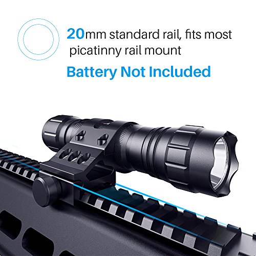 CISNO Portable Ultra Bright 1000 Lumens Tactical LED Flashlight with Upgraded Remote Pressure Switch and Offset Mount, Water Resistant Torch for Hunting Hiking Camping - Thumbnail 2