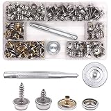 Seloky 150 PCS(50 Sets) Canvas Snap Kit Tool, Upholstery Boat Cover Snap Button Grade 3/8" Socket Stainless Steel Boat Canvas Snaps with 2 Pcs Setting Tool for Boat Cover Furniture