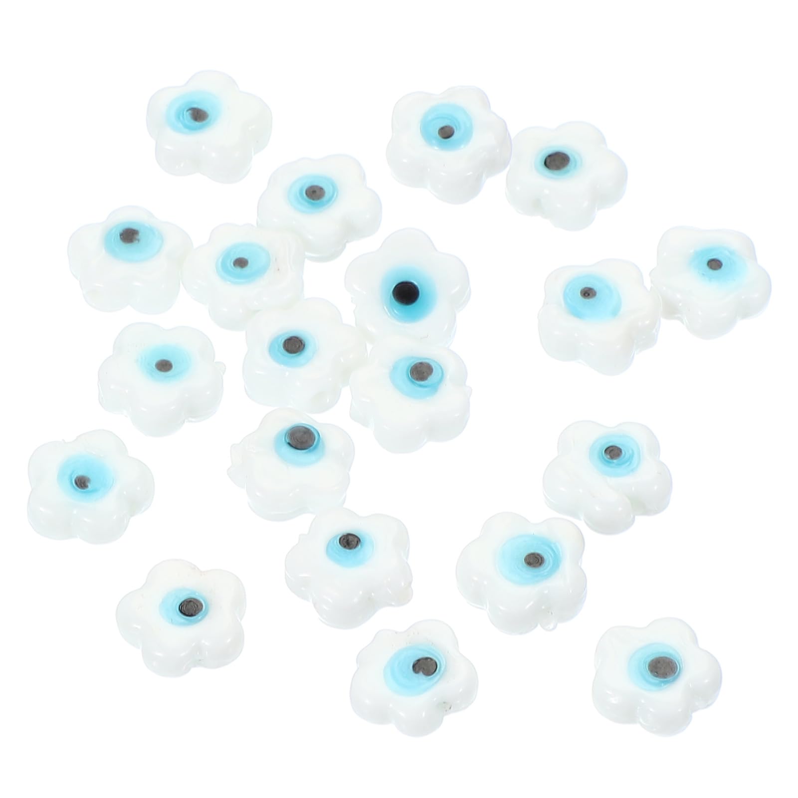 PATIKIL 12mm Evil Eye Beads, 20 Pcs Glass Turkish Evil Eye Charm Flower Spacer Beads Pendant Connector for DIY Art Craft Bracelet Necklace Earrings Making, White