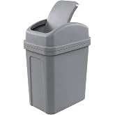 Hommp 2 Gallon Small Swing Lid Trash Can, Swing-Top Garbage Can, Gray