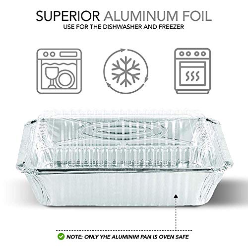 Aluminum Pans with Clear Lids 2 Lb Disposable Takeout Food Containers with Plastic Lids 50