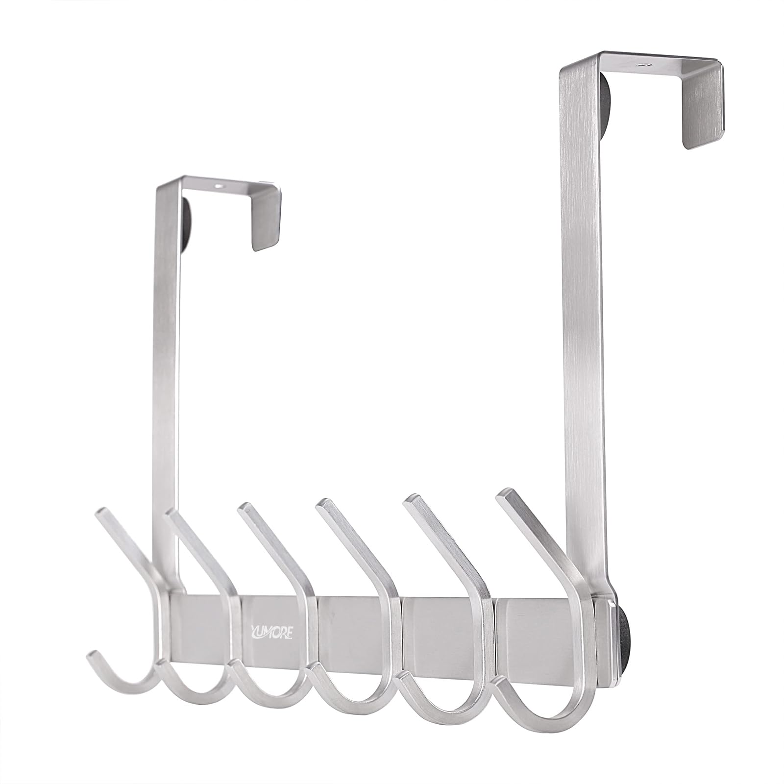 YUMORE Over Door Hooks Hanger with 12 Heavy Duty Stainless Steel Hooks for Bedroom, Coats, Jackets, Purses, Bags, Clothes and Towels (304 Stainless Steel, Silver)