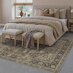 WondRg 9x12 Washable Brown Vintage Area Rug for