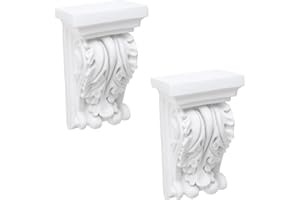 Oedema 2 Pcs Corbels PU Pilaster Corbel for Shelves Vintage Brackets 3.54" W x 7.5" D x 6.1" H Corners Corbels Home Wall Decoration, White