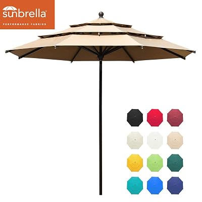 eliteshade patio umbrella type sunbrella 11ft 3 tiers with ventilation Cantilever 360 Tilt Eliteshade Titan patio outdoor garden backyard gazebo with ventilation and 5 years of non EliteShade Sunbrella 11ft 3 Tiers