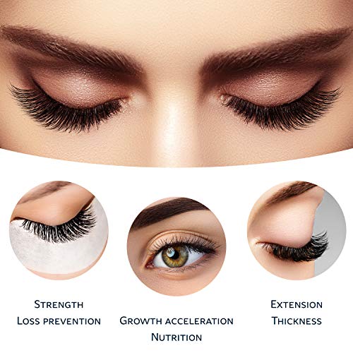 Eyelash Growth Serum - Lash and Eyebrow Enhancer - Natural Booster for Rapid Lash and Brow Growth - EU Made Nutrition and Regeneration Eyelash Serum for Extension, Thickness and Nature Look