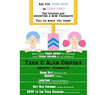 Amazon Com Football Themed Gender Reveal Baby Shower Invitation Baby