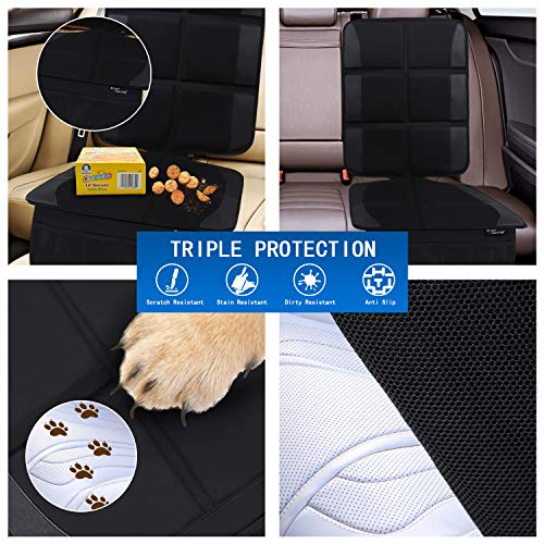 Car Seat Protector, 2 Pack Large Car Seat Protectors for Child Baby Car Seat with Organizer Pockets, Thick Padding Waterproof Car Seat Protector, Auto Vehicle Leather Seats Dog Mat Cover Pads, Black
