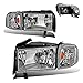 SPPC Crystal Headlights Chrome With Corner For 1994-2001 Dodge Ram 1500 2500 3500 (Pair)