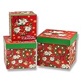 Christmas Wreath Nesting 3 Gift Box Set; 3 Different Sizes