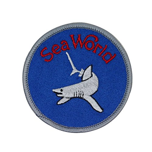 Sea World Shark Patch Travel Badge Aquatic Park Embroidered Iron On Applique