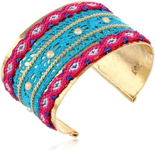 Mercedes Salazar Gold Colorful Knotted Hammered Cuff Bracelet
