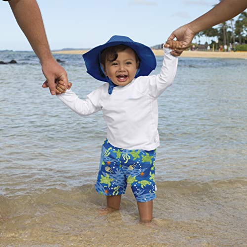 i play. Baby Boys Pocket Trunks w/Built-in Reusable Absorbent Swim Diaper, Royal Blue Turtle Journey, 18 mo - Thumbnail 2