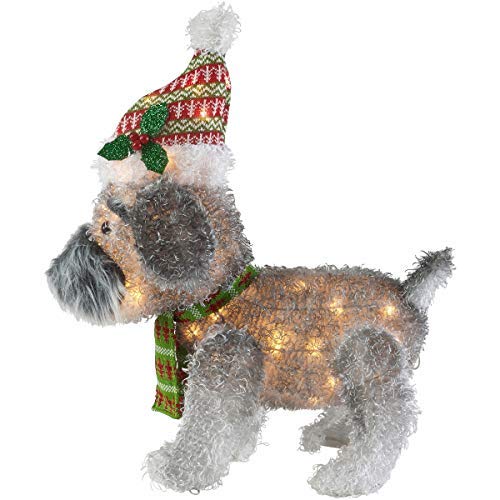 Holiday Time Fun Festive Prelit Fluffy Schnauzer 25-Inch Light-Up Indoor Outdoor Decoration 35 Lights - Thumbnail 3