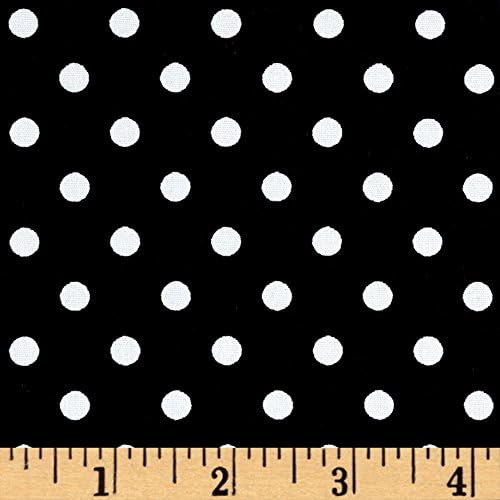 Cotton Stretch Poplin Polka Dots Black/White Fabric By The Yard