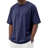 COOFANDY Men's Cotton T-Shirts Oversized Shirt Short Sleeves Streetwear Loose Fit Summer Tee Tops Washed Basic Unisex Shirts