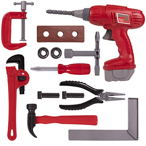 Narwhal Novelties 14 PC Pretend and Play Tool Set for Kids; Construction Toys for Kids - Thumbnail 4