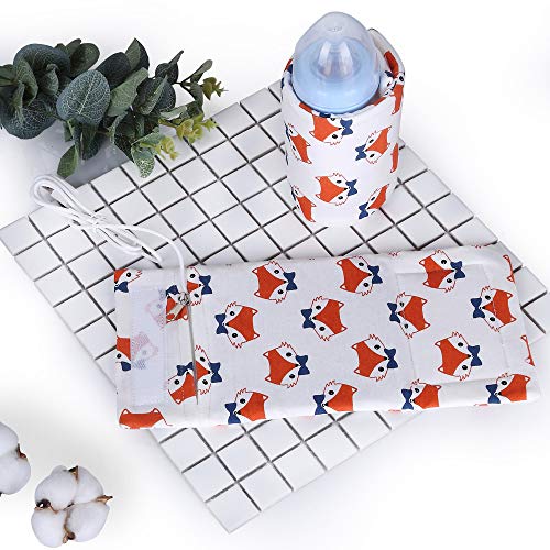 USB Milk Warmer Insulated Bag Portable Travel Cup Warmer Baby Nursing Bottle Cover Warmer Heater Bag Infant Feeding Bottle Bags (B)