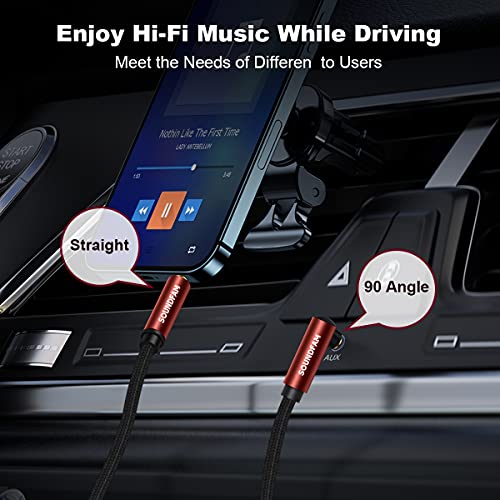 SOUNDFAM 90 Degree AUX Audio Cable [New Wine Red 3.3ft/1m] Right Angle TRRS 3.5mm Headphone Cable Support Mic Function 4-Pole Male to Male Stereo Auxiliary Cord for Phone, Headphones, Car, Speaker