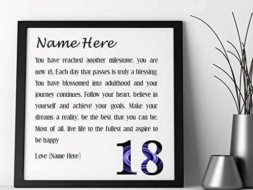 Pure Essence GreetingsPersonalised 18th Birthday Poem Print. Suitable for All Ages. Personalised details during the order process. (8x8, 18th Birthday)