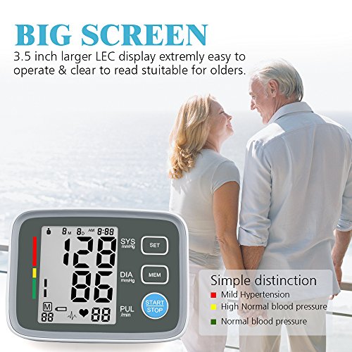 Blood Pressure Monitor, AlphaMed Upper Arm BP Monitor Blood Pressure Cuff with Memory Storage Pulse Diastolic Systolic Measurement and Large Screen Displaying - Thumbnail 7