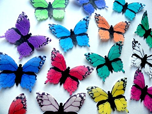 15 ASSORTED RAINBOW MONARCH Edible Wafer Paper ButterfliesÂ© 2