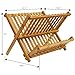 Bamboo Folding Dish Rack, Natural Bamboo [100% Organic] 2-Tier Collapsible Dish Drying Rack; Kitchen Utensil Holder; Wooden Dish Drainer for Dish/ Plate/ Bowl/ Cup/ Pot Lid