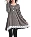 FOMANSH Women's Lace Tunic Shirt Long Sleeve Tunic Top Blouse,Gray,XX-Large/US 20-22