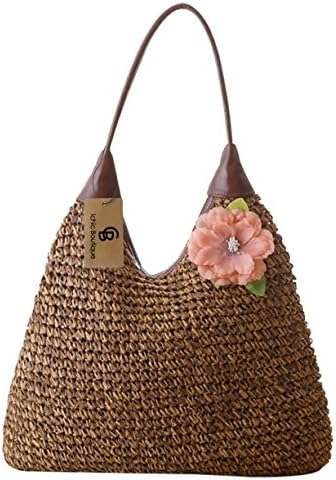 Ichic BoutiqueLarge Straw Hobo Bag for Womens Summer Fashion Beach Totes Bags Top Handle Rattan Shoulder Handbags Purse