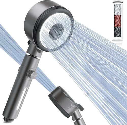 Magichome High Pressure Shower Head with Filter, 6 Jet Types, Hand Shower, Water-Saving Technology for Hard Water, Removes Chlorine, Bacteria and Heavy Metal, Shower Head Water-Saving with Stop
