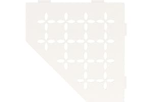 Schluter Pentagonal Corner Shelf for Tiled Walls - Floral Design, Aluminum Material, Matte White Finish, 3/32” Thick Anchoring Tabs - SES2D5MBW