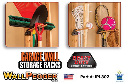 Wallpegger: Garage Wall Storage Racks - 2 Pk - Easy to Install - Incredibly Strong - Store Tools, Sporting Goods, Ladders, Skis, Snowboards, Bikes, Hoses, Power Tools, Golf Clubs, Coats - Adjustable