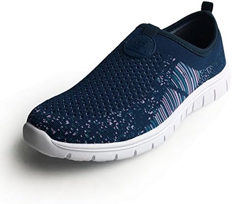 XiaoYouYu Women's Lightweight Slip On Sneaker Flyknit Casual Sports Walking Shoes Beach Breathable Gym Workout Running Shoes AAX001 Blue, 4.5 B(M) US