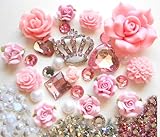 LOVEKITTY DIY 3D Pink Rhinestones Crown Bling Cell Phone Case Resin Flat back Kawaii Cabochons Deco Kit / Set