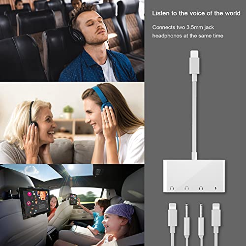 Dual 3.5mm Headphone Jack Adapter, 4 in 1 Headphone and Charger Audio